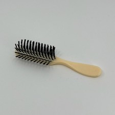 Vintage Mid Century Cream Nylon Hairbrush Plastic Firm Bristles MCM Salon Vanity