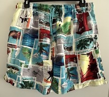 Islander Men's XL Multicolor Swim Shorts Photographic Beach Drawstring Pockets