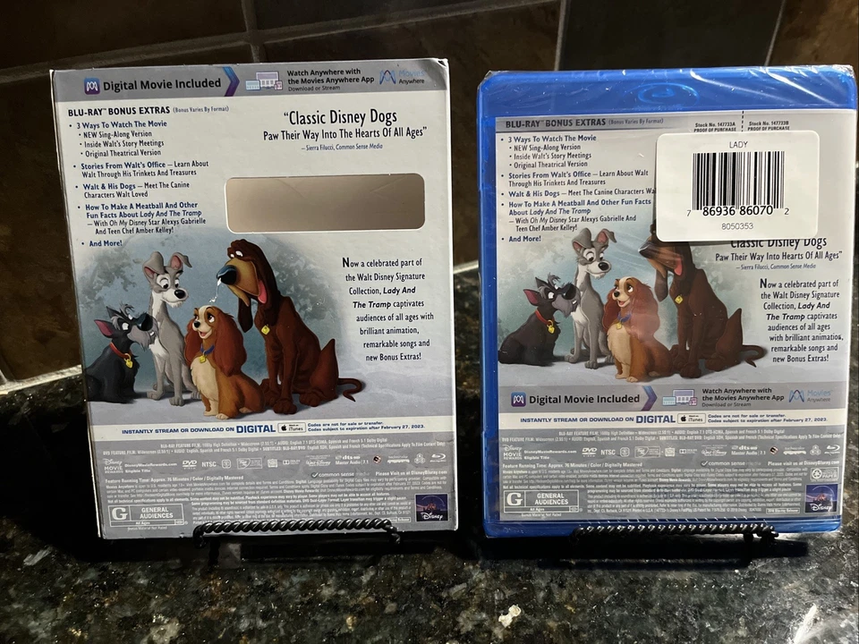 Lady and the Tramp Blu-ray + DVD + Digital Brand New Slipcover Foto 2 de 2