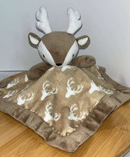Levtex Baby Deer Lovey Plush Security Blanket Reindeer Animal Buck Antlers Brown