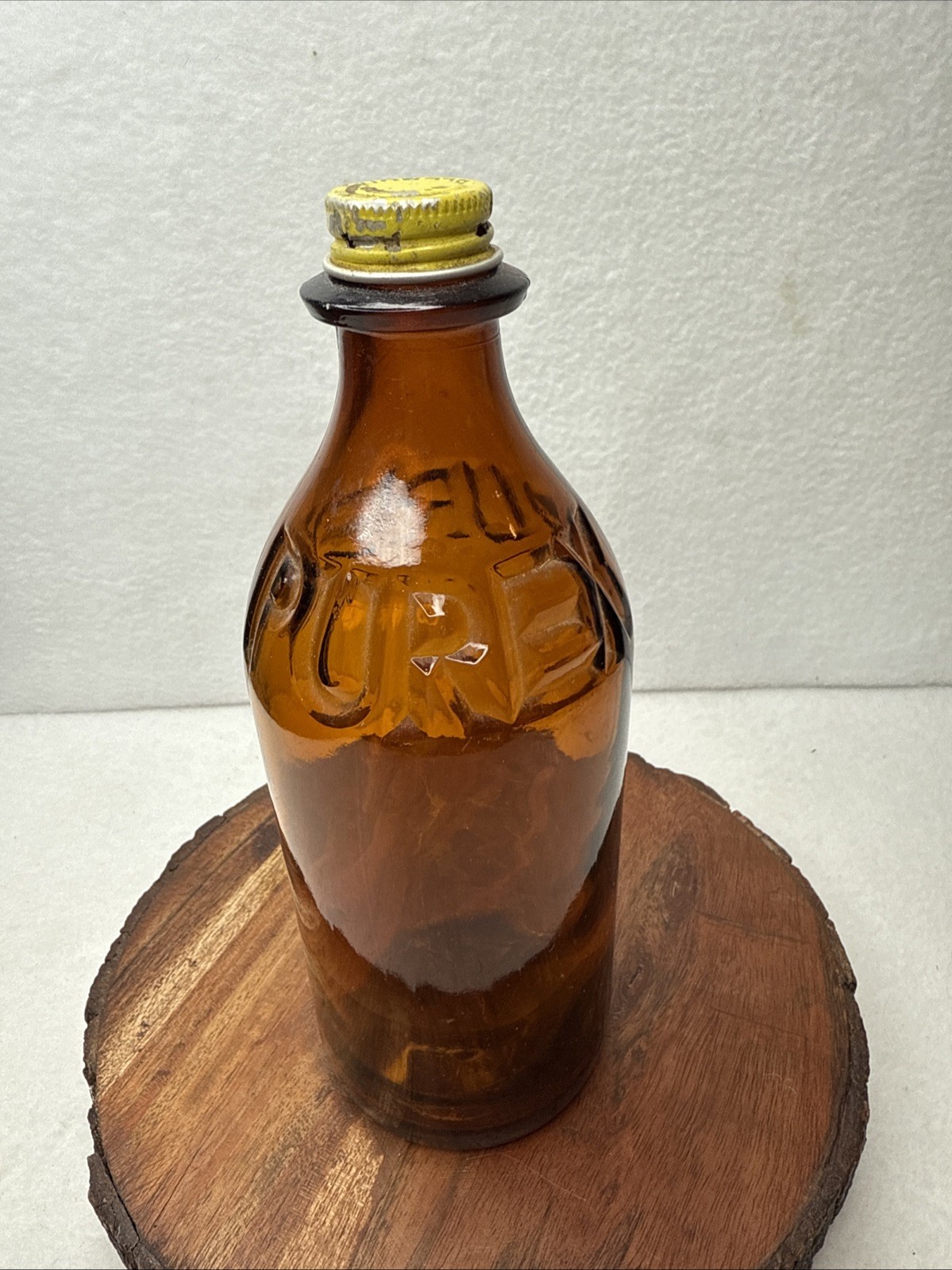 Vintage Purex Bleach AMBER GLASS  Bottle with lid 10"