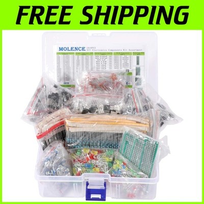 1818PCS DIY Electronics Kit with LEDs, Transistors & More for Creative Projects