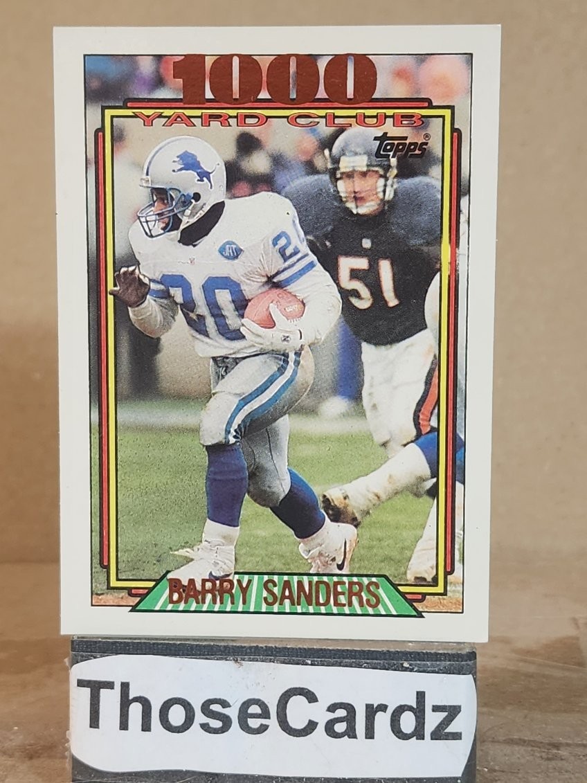 Barry Sanders #2 Football Cards 1991 Topps 1000 Yard Club trading card — raw and PSA graded price guide
