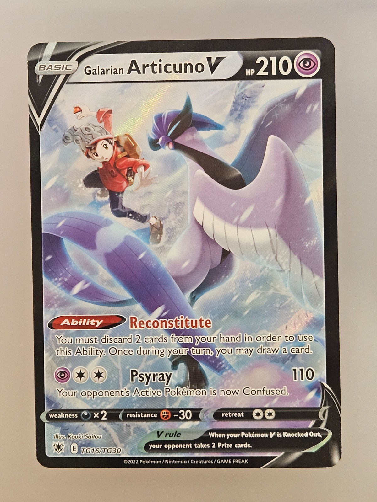 Pokemon TCG Galarian Articuno V TG16/TG30 Full Art Holo English 210 HP