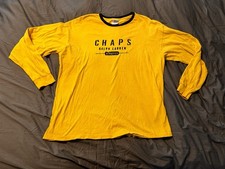 Vintage CHAPS Ralph Lauren Yellow L/S Tee USA Spellout Mens Large Made In USA