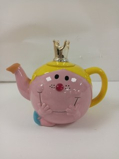 Mr. Men Little Miss Princess Ceramic Novelty Teapot with Crown Lid 7.5" Tall
