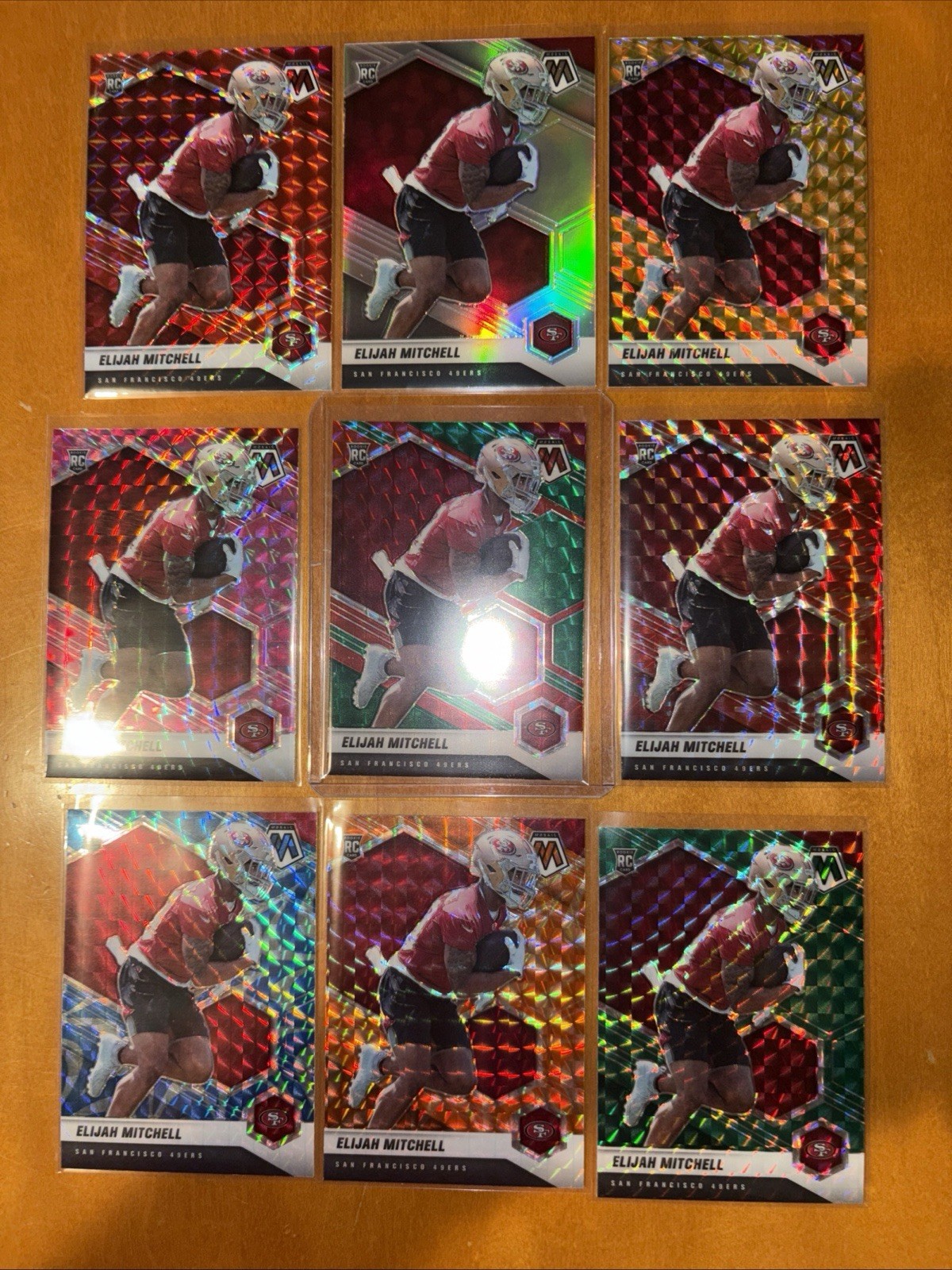2021 Mosaic Elijah Mitchell RC Rookie #376 Choice Red/Green + 8 Different Prizms