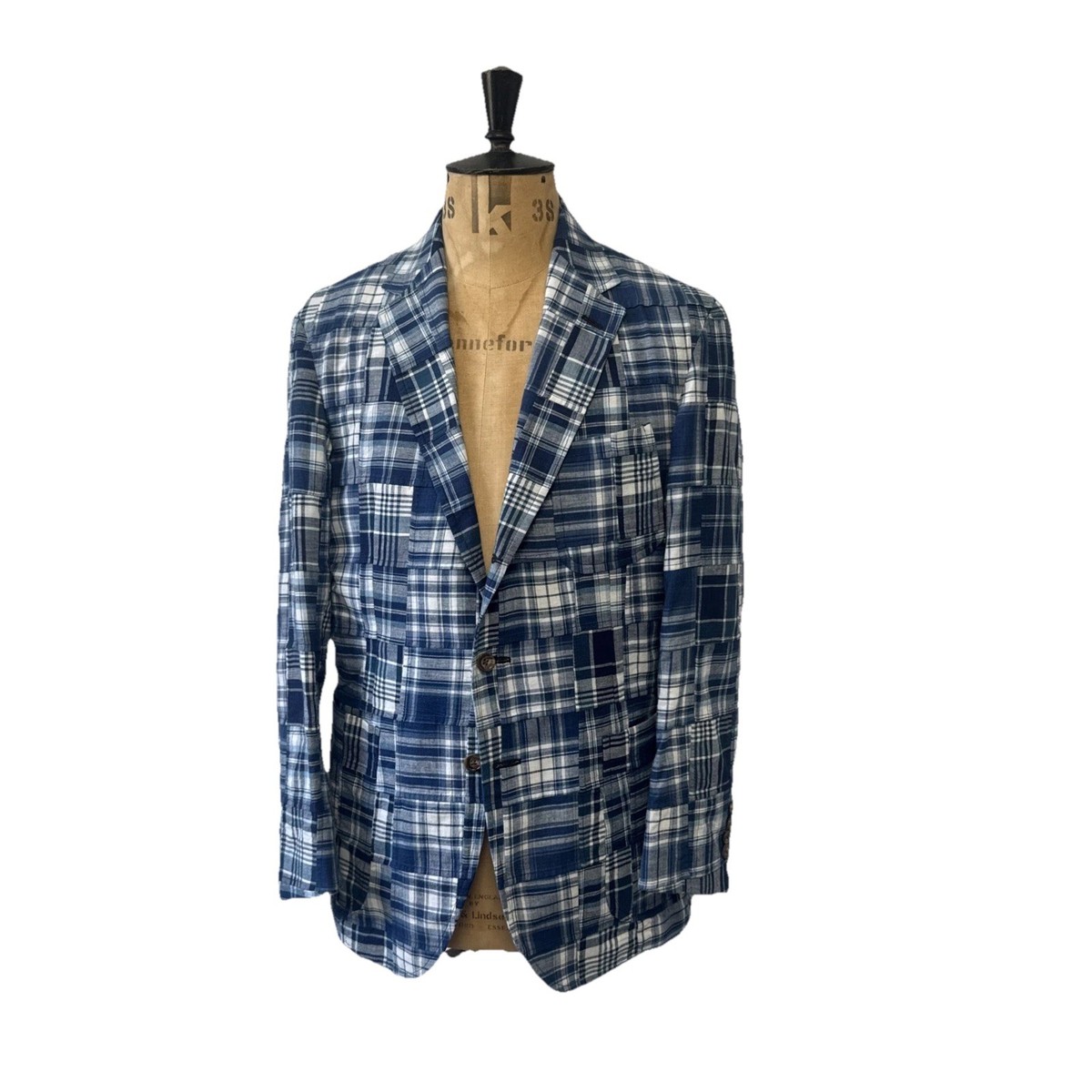 Polo Ralph Lauren Blue Madras Plaid Patchwork Blazer Jacket Sport Coat Mens  40