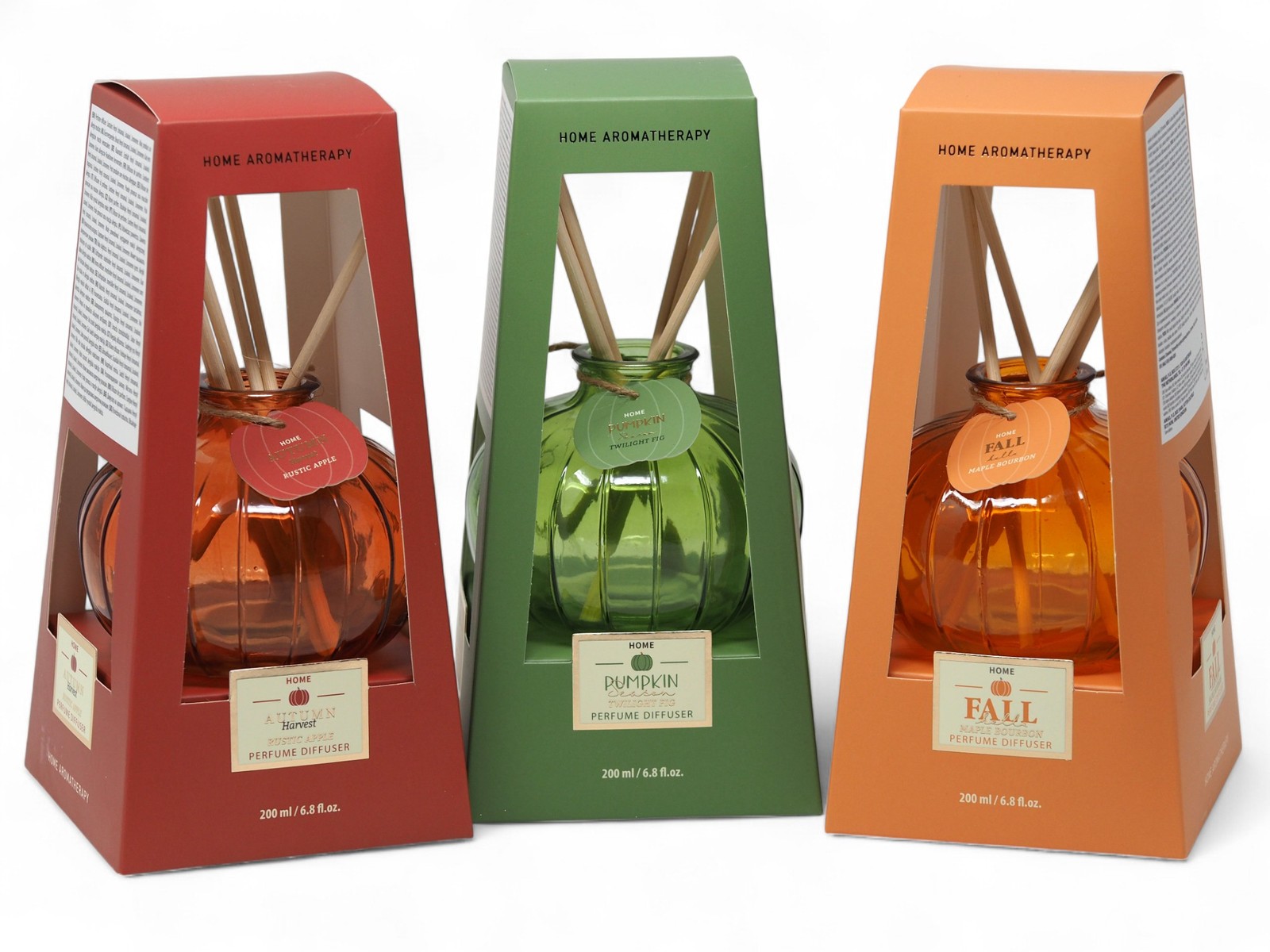 Autumn Scented Pumpkin Reed Diffuser Collection - Set of 3