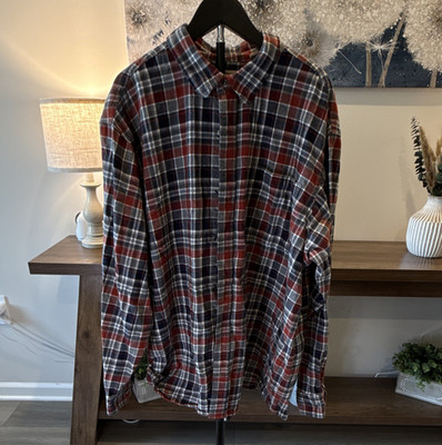 RedHead Men s 2XL Regular Plaid Flannel Long Sleeve Button-Up Shirt Blue/Red