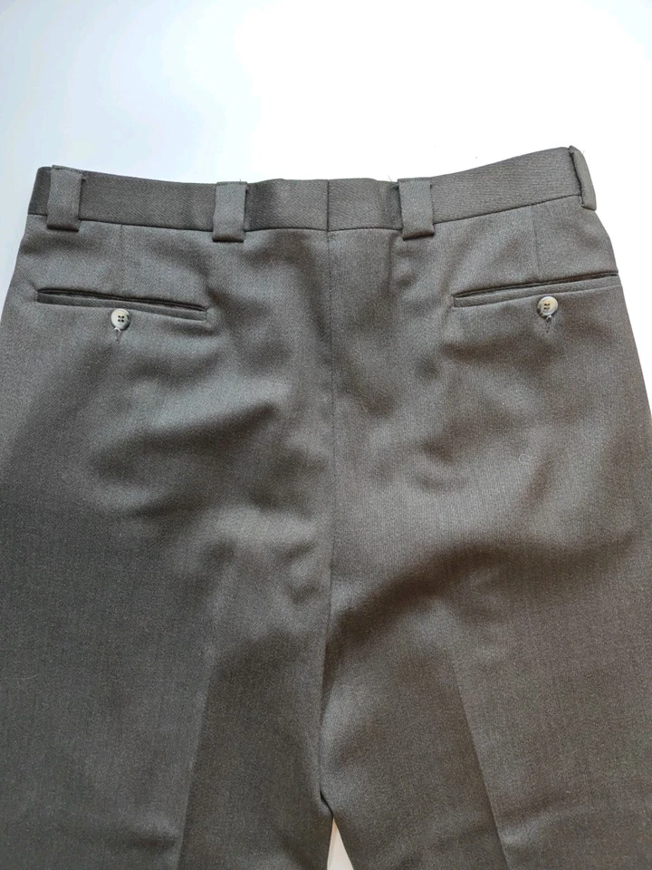 🇺🇲 Pantalones de vestir Mark Shale para hombre plisados delanteros de lana 35x30 marrón oscuro Foto 4 de 4