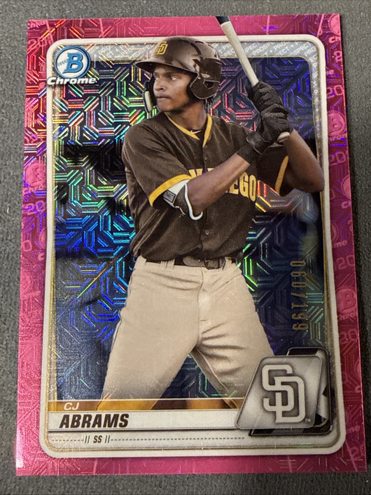 2020 Bowman - Chrome Prospects C.J. Abrams #BCP-62 Pink Mojo Refractor /199 (RC)