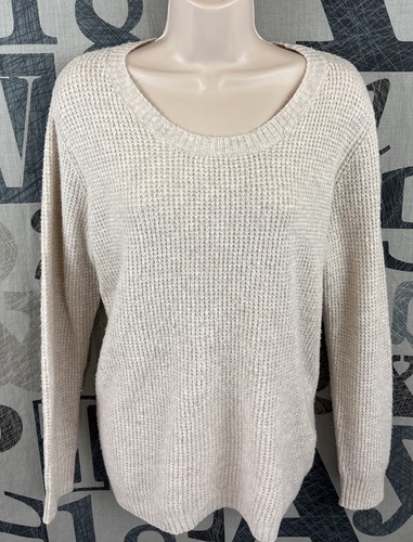 Market Spruce Women XL Sweater Soft Waffle Knit Lightweight Cream Long Sleeve - Picture 2 of 8