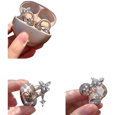 Crystal Butterfly Ear Clip Embellishments Removable Headphone Jewelry Decoration