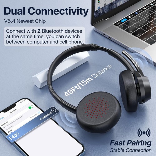 Bluetooth Headset, Wireless Bluetooth V5.4 Headphones with Microphone, Noise ... - Picture 5 of 9
