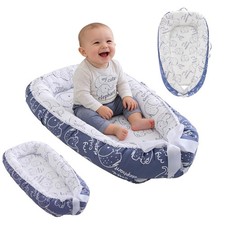 Baby Lounger for Newborn 0-24 Months - 100 Cotton Baby Nest with Handles, ...