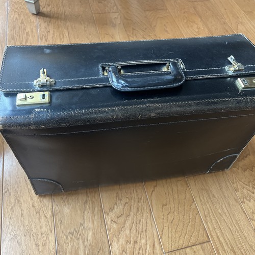 Vintage Black Leather Salesman Case Tackle Box Medical… Leather