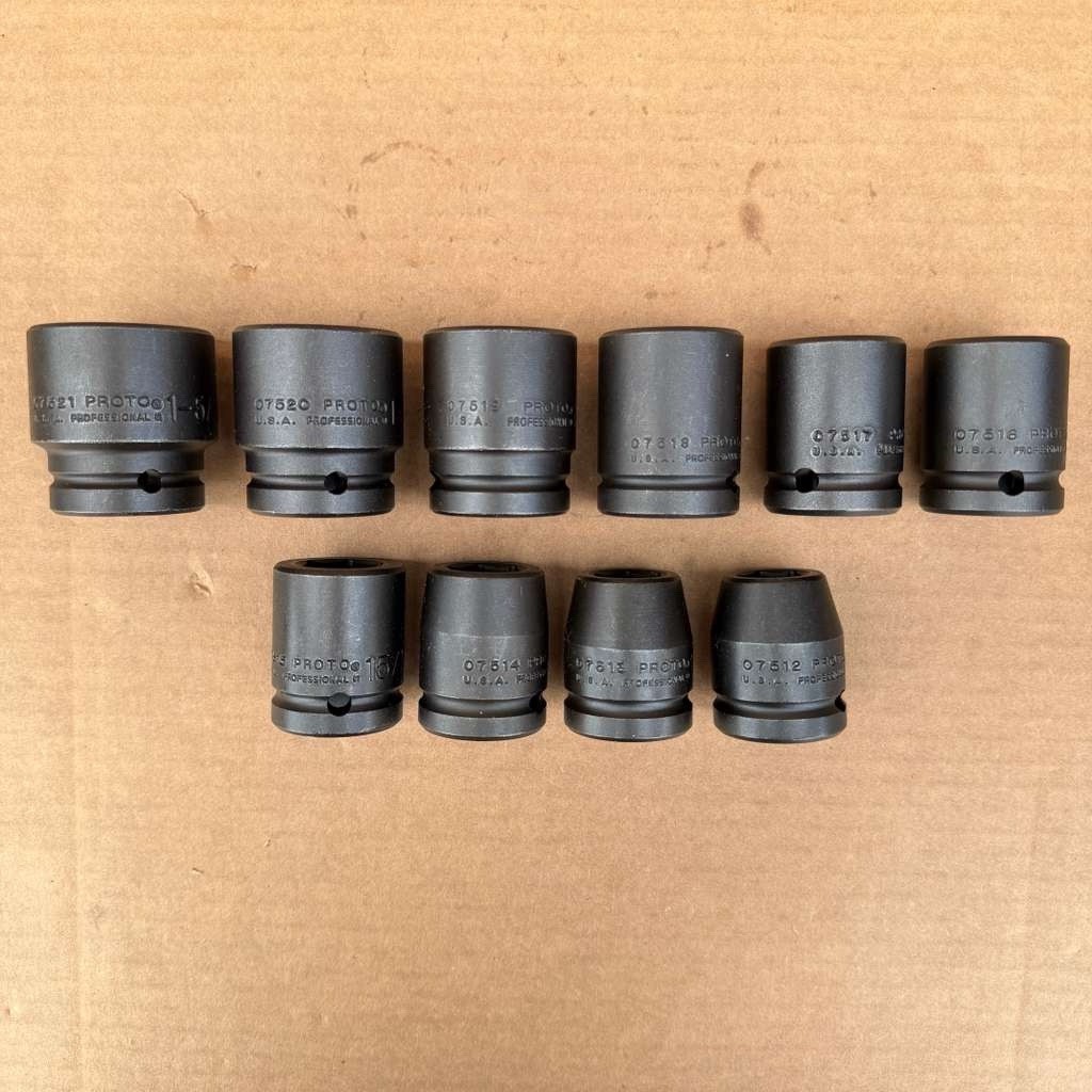 NEW Proto J07500-10 3/4” Drive Impact Socket Set 10 Pc SAE USA | eBay