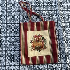 TOTE BAG Longaberger 2005 Holiday Stripe Gift CHRISTMAS 9 x8 x4