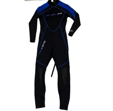 BARE 3/2mm SPORT Full Wetsuit MENS Size M/M Black/Blue - GOOD CONDITION