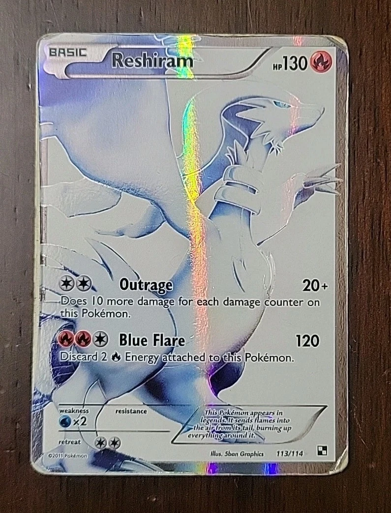 DMG! Pokemon TCG - Reshiram 113/114 Full Art Black and White Holo