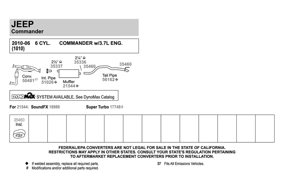 For Jeep Grand Cherokee 05-10 Walker Aluminized Steel Exhaust Intermediate Pipe - Изображение 2 из 4