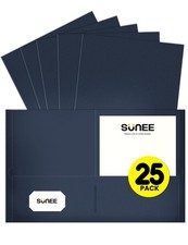 Folders with Pockets 25 Pack, Dark Blue , 2 Pocket Folders Fit Letter Size Pa...