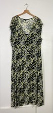 Saint & Sofia Black Yellow Floral Maxi Sleeveless Dress - Size UK 22