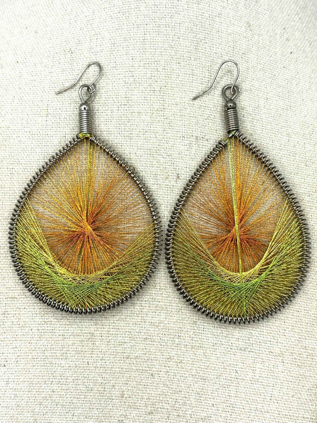 Native Designs Multi Color Silk Threaded Teardrop… - image 11