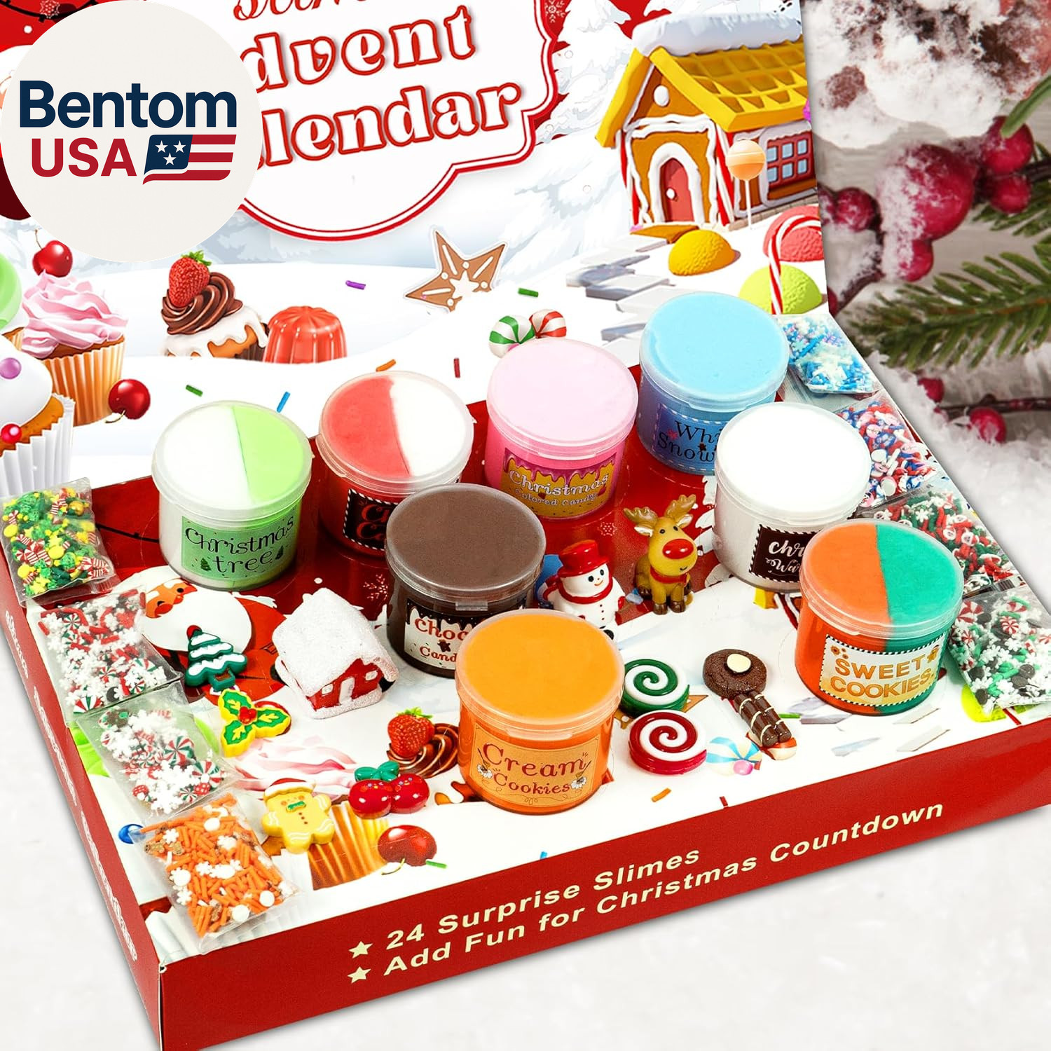 Christmas Slime Advent Calendar 2025, Christmas Countdown Calendar 24 Days of DI