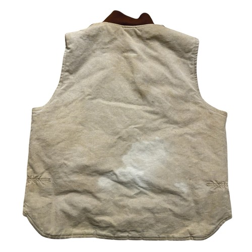 Carhartt Vintage Canvas Duck Vest Herren XL Quilt Lined Tan Faded Distressed LESEN - Bild 2 von 7
