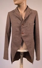 RARE VICTORIAN 19TH C MEN  S CUTAWAY TAN WOOL JACKET W LABEL