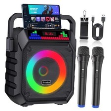 Karaoke Machine for Adults  Kids, Portable Bluetooth Speaker with 2 Wireless