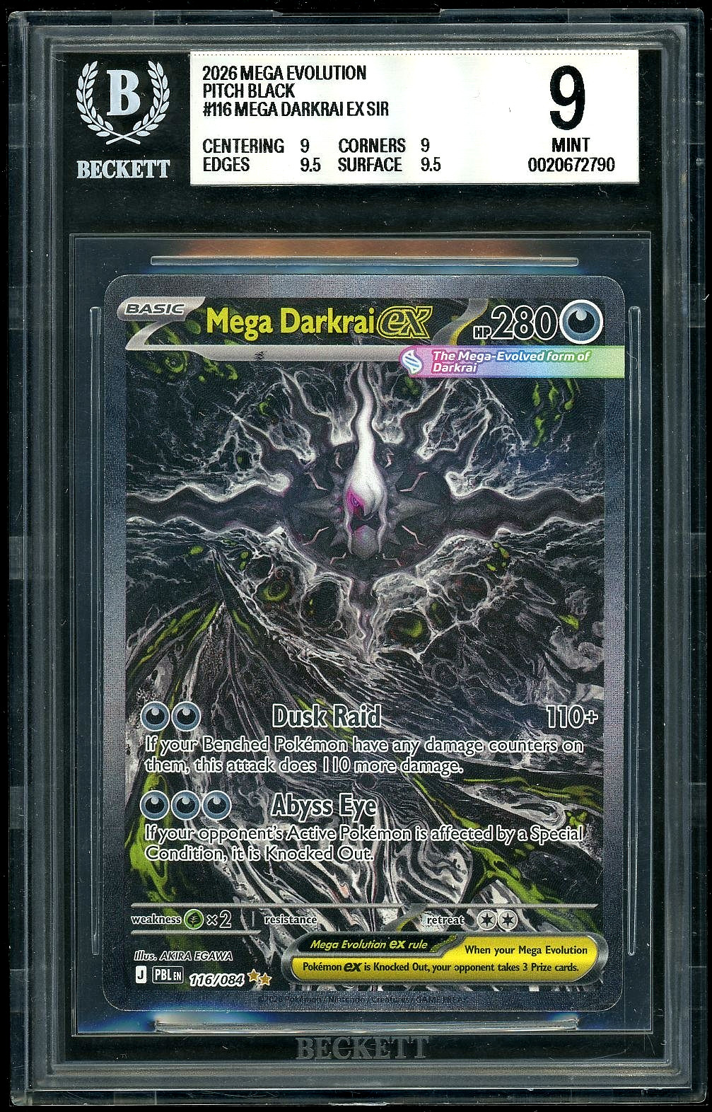 2026 Pokemon Mega Evoultion Pitch Black Mega Darkrai ex SIR BGS 9