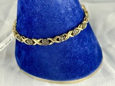 9ct Gold X Link Crossover Black Diamond Cluster Bracelet 8 inch