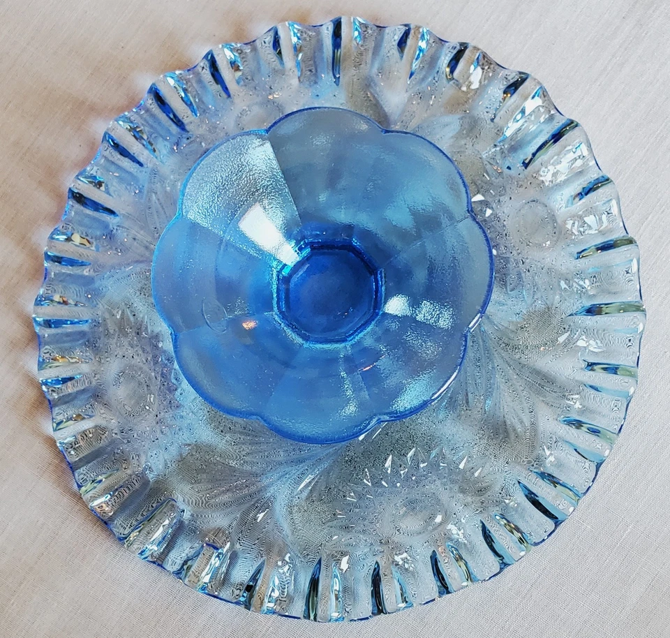 Синяя подставка для мини-торта Fenton с хобстаром и пером (маленькая) - Изображение 4 из 4