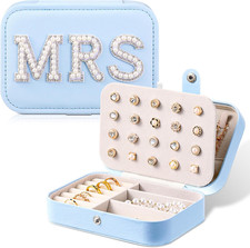 Mrs Travel Jewelry Box for Bride Travel Portable Jewelry Case Small PU Leather O