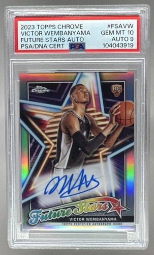 Victor Wembanyama 2023 Topps Chrome #FSA-VW Future Stars RC Auto PSA 10 DNA 9