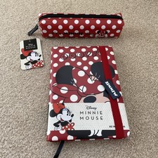 New Disney Minnie Mouse A5 Lined Notebook & Red & White Spotty Pencil Case