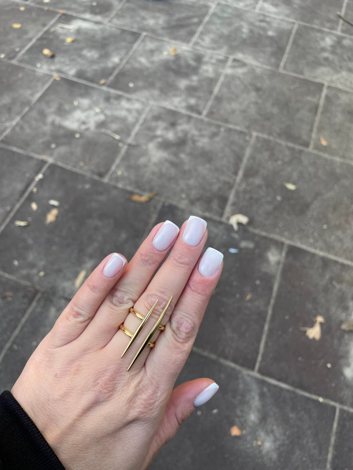 Abstract Ring Double Bar Gold Statement Contemporary Exaggerate Modern Geometric