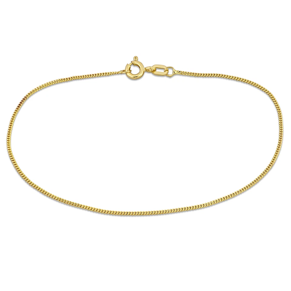Brazalete Amour de oro amarillo de 14 k con corte de diamante de 1 mm - 7,5 pulgadas