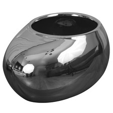 Keramik Orchideentopf H 12 cm silber Moderne Dekovase Übertopf Moon