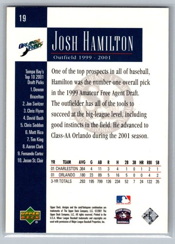 Josh Hamilton 2001 Upper Deck Centennial #19 - Picture 2 of 2