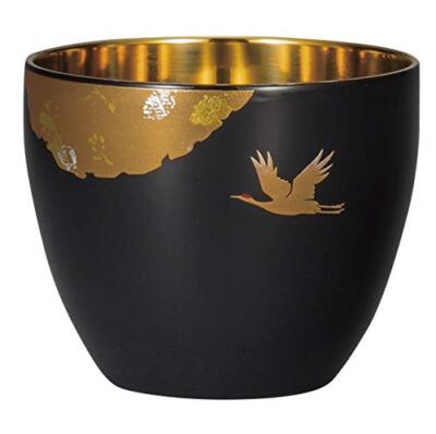Shi-Moa Yamanaka Lackwaren Tsubame Sanjo Japanisch Sake Cup Guinomi Kran Schwarz