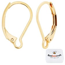 50Pc Leverback Earring Findings 24K Gold Plated Earring Hooks for Jewelry Making