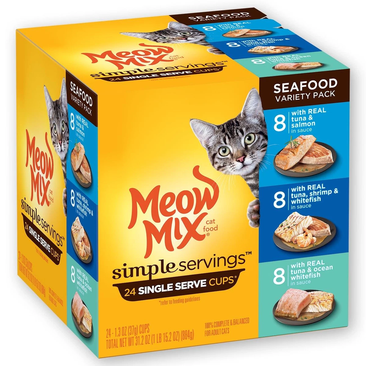 Meow Mix Simple Servings Seafood Variety Pack Wet Cat Food 24