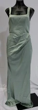 Azazie Women's Mero Sheath Pleated Satin Bridesmaid Dress LB3 Agave Size A2