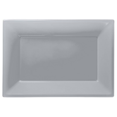 Silver Plastic Serving Platter Tray Reusable Wedding Buffet Party