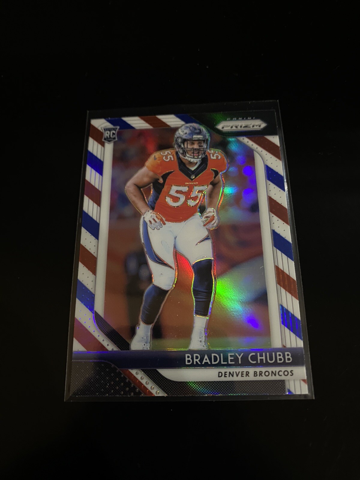 Bradley Chubb, 2018 Prizm RWB Prizm RC Rookie Football Card, Broncos, 204