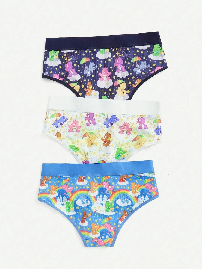 Bragas cortas para mujer Kawaii cuidado dibujos animados osos con licencia - Paquete de 3 Foto 2 de 4